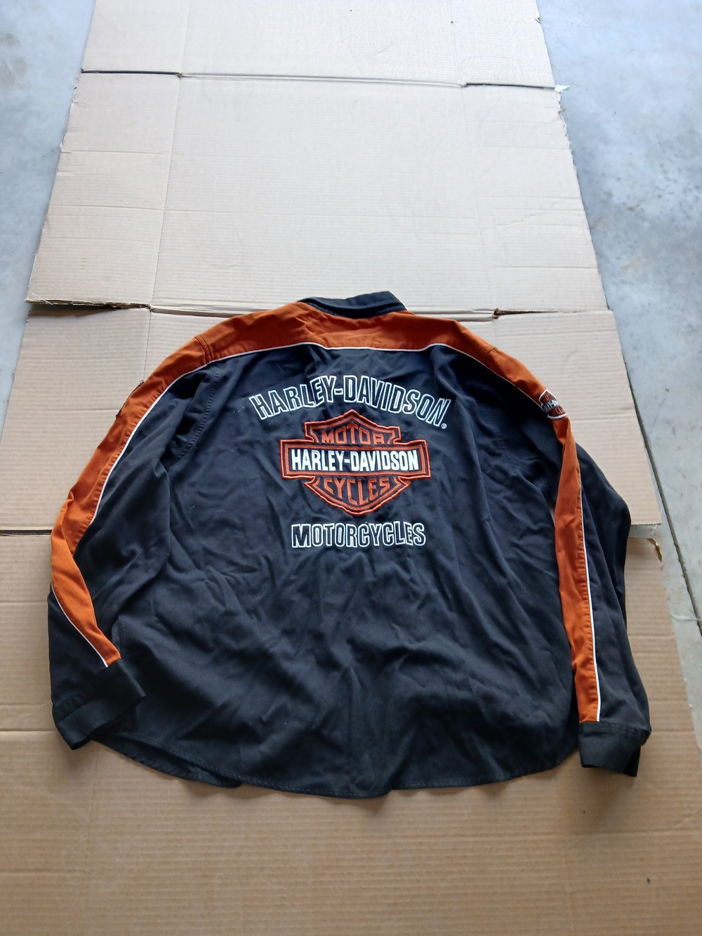Harley-Davidson Black and Orange Motorcycles Embroidered Jacket